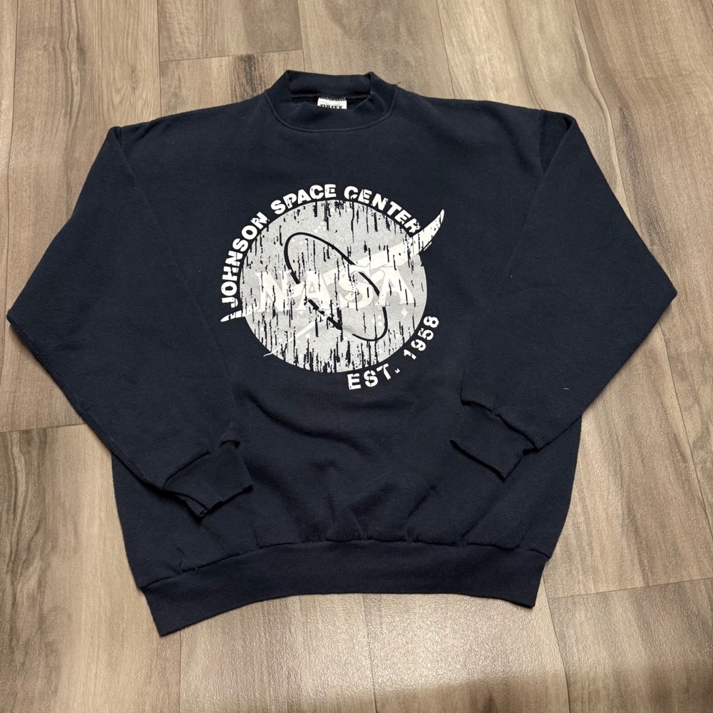 Vintage Tultex NASA Johnson Space Center Sweatshirt Navy Blue Large 1421
